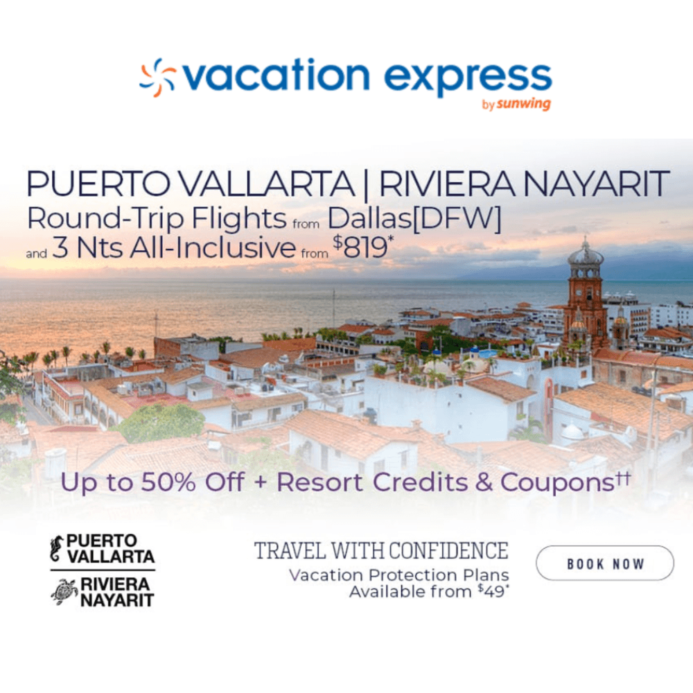 Explore Tropical Puerto Vallarta w/3Nt Vacays from $819 w/Round-Trip Air and more deals!!!!