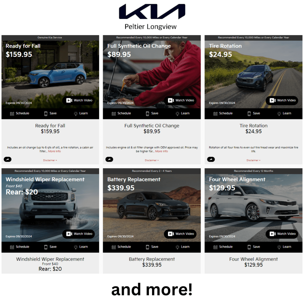 Service and Parts Specials- KIA Peltier Longview