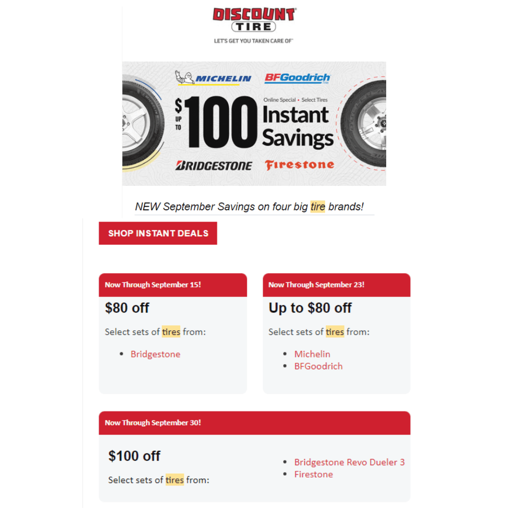 Up to $100 off!! Discount Tire